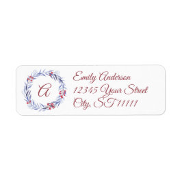 Monogram Wreater-kerstlabel Etiket