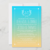 Monogram Wreath Beach Ombre Rehearsal Dinner Kaart (Voorkant)
