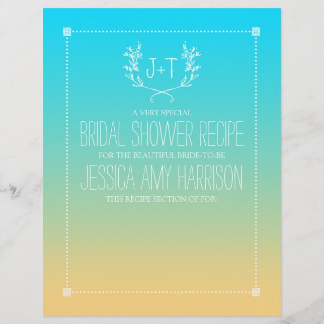 Monogram Wreath Beach Ombre Vrijgezellenfeest Divi (Voorkant)