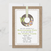 Monogram Wreath Burlap Geïnspireerde Housewarming  Kaart (Voorkant)