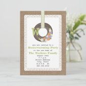 Monogram Wreath Burlap Geïnspireerde Housewarming  Kaart (Staand voorkant)