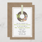 Monogram Wreath Burlap Geïnspireerde Housewarming  Kaart (Voorkant / Achterkant)