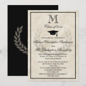 Monogram Wreath Classic College Graduation Kaart (Voorkant / Achterkant)