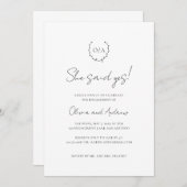 Monogram Wreath Crest Elegant Engagement Party Kaart (Voorkant / Achterkant)