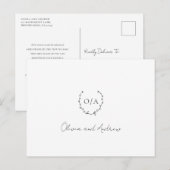 Monogram Wreath Crest Elegant Wedding Bedankt Briefkaart (Voorkant / Achterkant)