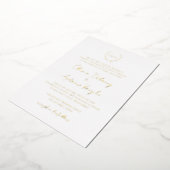 Monogram Wreath Crest Foto Elegant Wedding Gold Folie Uitnodiging (Gedraaid)