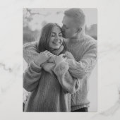 Monogram Wreath Crest Foto Elegant Wedding Gold Folie Uitnodiging (Achterkant)