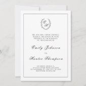 Monogram Wreath Elegant Wedding Kaart (Voorkant)