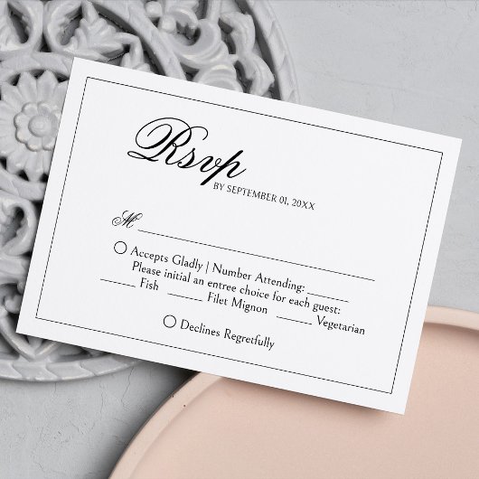 Monogram Wreath Elegant Wedding RSVP Kaartje