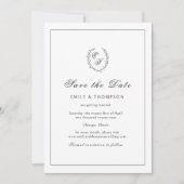 Monogram Wreath Elegant Wedding Save The Date (Voorkant)