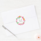 Monogram Wreath | Envelopzegel Ronde Sticker (Envelop)