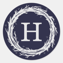 Monogram Wreath Holiday Sticker Labels