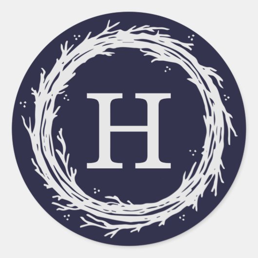 Monogram Wreath Holiday Sticker Labels (Voorkant)