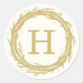 Monogram Wreath Holiday Sticker Labels (Voorkant)