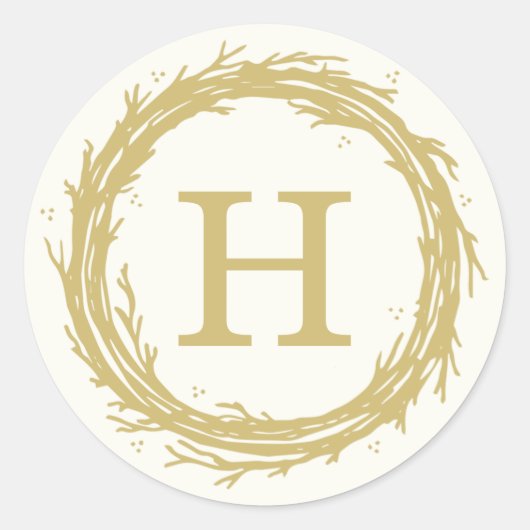 Monogram Wreath Holiday Sticker Labels (Voorkant)