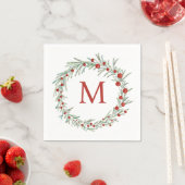 Monogram Wreath Kerstmis Napkins Servet (Insitu)