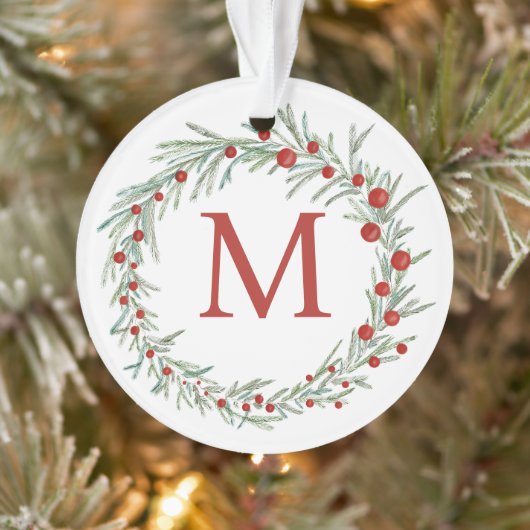 Monogram Wreath Kerstversier Ornament (Boom)