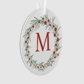 Monogram Wreath Kerstversier Ornament (voorkant)
