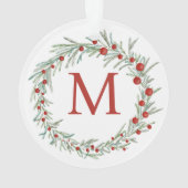 Monogram Wreath Kerstversier Ornament (achterkant)