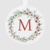 Monogram Wreath Kerstversier Ornament (voorkant)