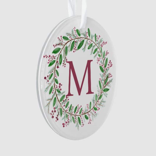 Monogram Wreath Kerstversier Ornament (voorkant)