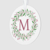 Monogram Wreath Kerstversier Ornament (voorkant)