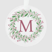 Monogram Wreath Kerstversier Ornament (voorkant)