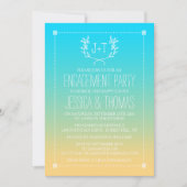 Monogram Wreath Ombre Beach Engagement Kaart (Voorkant)