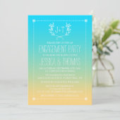 Monogram Wreath Ombre Beach Engagement Kaart (Staand voorkant)