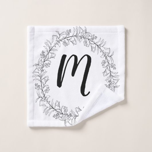 Monogram Wreath Personaliseren Washandje (Wasdoekje)