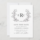 Monogram Wreath sparen de Datum Save The Date (Voorkant)