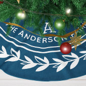 Monogram Wreath Striped Modern Navy Kerstmis Kerstboom Rok