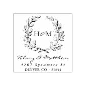 Monogram Wreath Weddenschap Stempel (Afrduk)