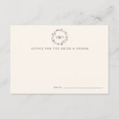 Monogram Wreath Wedding Advice Kaarten | Plum (Voorkant)