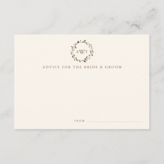 Monogram Wreath Wedding Advice Kaarten | Twig (Voorkant)