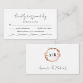 Monogram Wreath Wedding RSVP Enclosure Kaart (Voorkant / Achterkant)