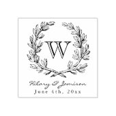 Monogram Wreath Wedding Stamp Rubberstempel (Afrduk)