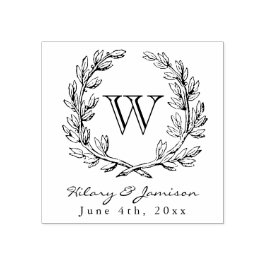Monogram Wreath Wedding Stamp Rubberstempel