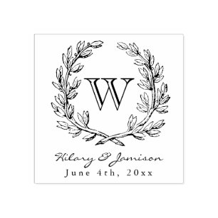 Monogram Wreath Wedding Stamp Rubberstempel