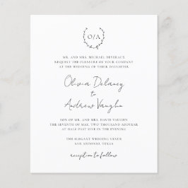 Monogram WreatPhoto Budget Wedding Invitation
