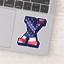 Monogram X Amerikaanse vlag X Initiaal Verenigde S Sticker