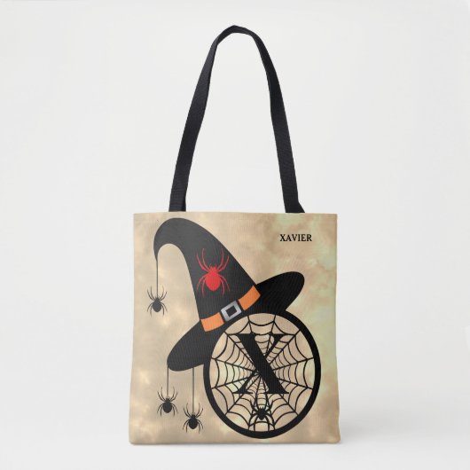Monogram X Cloud Sky Witch Spiders Name All-Over Tote Bag (Voorkant)
