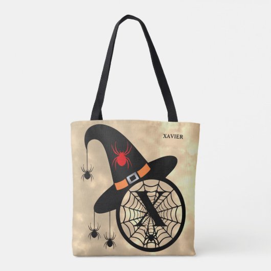 Monogram X Cloud Sky Witch Spiders Name All-Over Tote Bag (Achterkant)