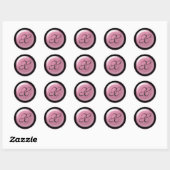 Monogram X envelopzegel voor roze en zwarte bruilo Ronde Sticker (Vel)