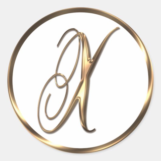 Monogram X Faux Bronze Ronde Sticker (Voorkant)