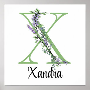 Monogram X Lavendel Eucalyptus Poster kinderkamer 