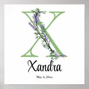 Monogram X Lavendel Eucalyptus  Poster kinderkamer