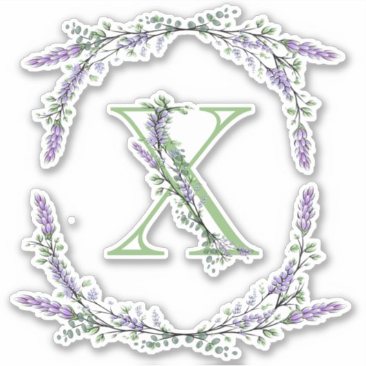 Monogram X lavendel Eucalyptus Sticker (Voorkant)