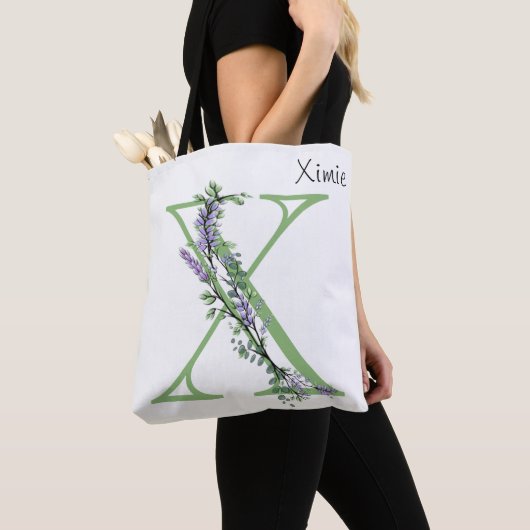 Monogram X lavendel Eucalyptus Tote Bag (Dichtbij)