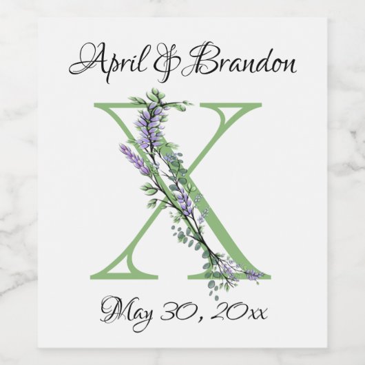 Monogram X lavendel Eucalyptus Wijn Etiket (Enkel label)